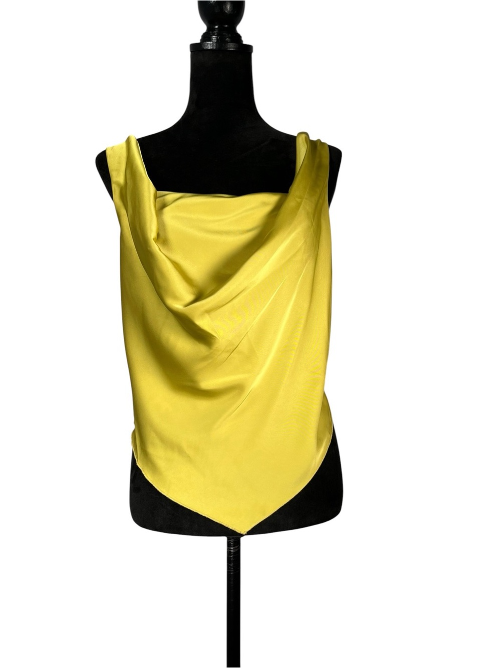 Rachel Zoe Satin Blouse Sleeveless Top Cowl Tank Top Lime Green Y2K Going Out